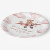 Niedliches Bärenflugzeug Pink Girl Babydusche Pappteller (Schrägansicht)
