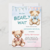 Niedliches Bärengeschlecht - Aufdeckung der Kinder Einladung (Vorderseite)