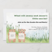 Niedliches Bärengeschlecht: Junge oder Mädchen Par Einladung (Vorderseite)