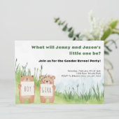 Niedliches Bärengeschlecht: Junge oder Mädchen Par Einladung (Stehend Vorderseite)