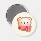 Niedliches Bärengesicht in einem Roten Scarf Weihn Magnet (Vorderseite/Rückseite)