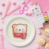 Niedliches Bärengesicht in einem Roten Scarf Weihn Pappteller (Party)