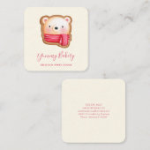 Niedliches Bärengesicht in einem Roten Scarf Weihn Quadratische Visitenkarte (Vorne/Hinten)