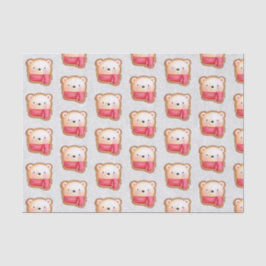 Niedliches Bärengesicht Roter Scarf & Rosy Cheeken Seidenpapier