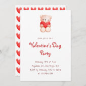 Niedliches Bärenherz Valentinstag Party Einladung (Vorne/Hinten)