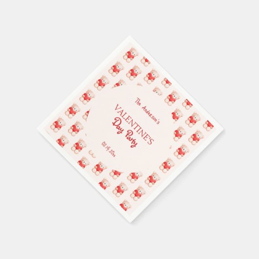 Niedliches Bärenherz Valentinstag Party Serviette (Ecke)