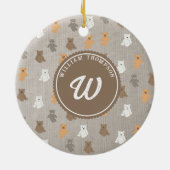 Niedliches Bärenmuster Anfangsmonogramm Keramik Ornament (Hinten)