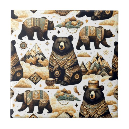 Niedliches Bärenmuster Fliese (Vorderseite)