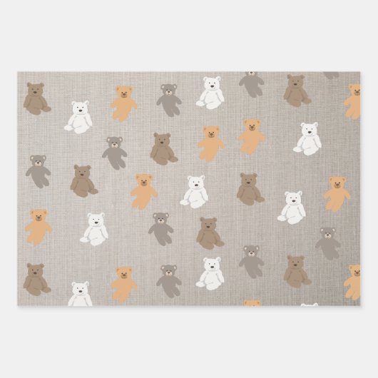 Niedliches Bärenmuster Geschenkpapier Set (Vorderseite)