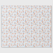 Niedliches Bärenmuster Kinderdusche Blau Wasserfar Geschenkpapier (Flach)