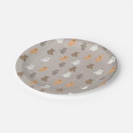 Niedliches Bärenmuster Pappteller (Schrägansicht)