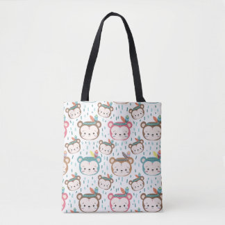 Niedliches Bärenmuster Tote Tasche mit farbenfrohe