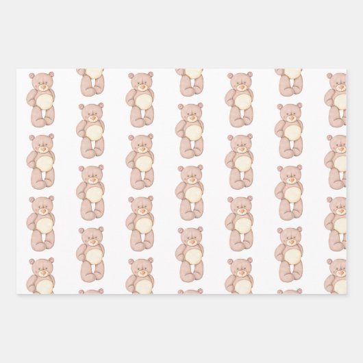 Niedliches Bärenpapier Geschenkpapier Set (Vorderseite)