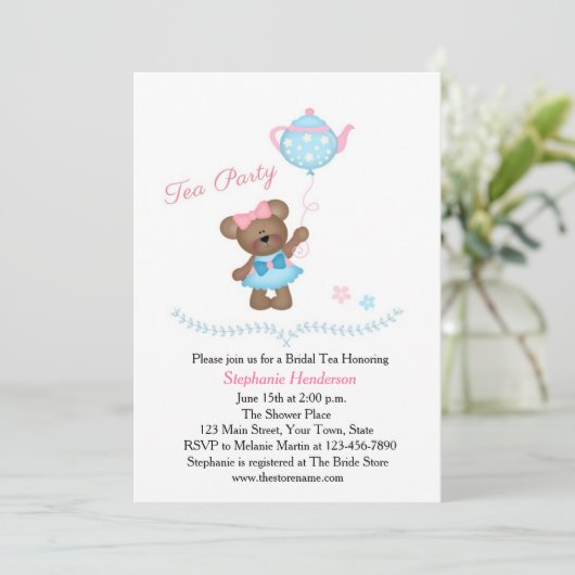 Niedliches Bärenteer-Party Einladung (Stehend Vorderseite)