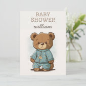 Niedliches Bärenthema Girl Baby Dusche Einladung (Stehend Vorderseite)