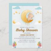 Niedliches Bärenthema Girl Baby Dusche Einladung (Vorne/Hinten)