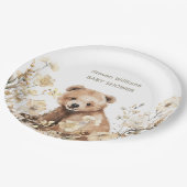 Niedliches Bärenwasser-Farbjunge Babydusche Pappteller (Schrägansicht)