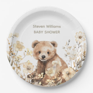 Niedliches Bärenwasser-Farbjunge Babydusche Pappteller