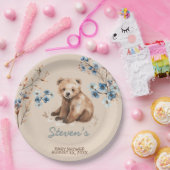 Niedliches Bärenwasser-Farbjunge Babydusche Pappteller (Party)