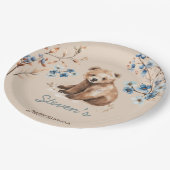 Niedliches Bärenwasser-Farbjunge Babydusche Pappteller (Schrägansicht)