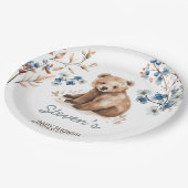 Niedliches Bärenwasser-Farbjunge Babydusche Pappteller (Schrägansicht)