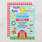 Niedliches Barnyard Birthday Petting Farm Animals Einladung (Vorne/Hinten)