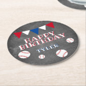 Niedliches Baseball Balls Chalkboard Kindergeburts Runder Pappuntersetzer (Angewinkelt)