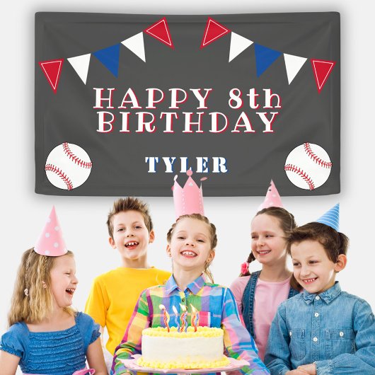 Niedliches Baseball-Jagdflaggen Kindergeburtstag P Banner