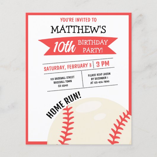 Niedliches Baseball-Multifunktionsbudget Geburtsta (Vorderseite)