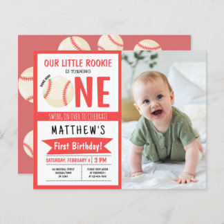 Niedliches Baseball Ribbon Budget Foto 1. Geburtst