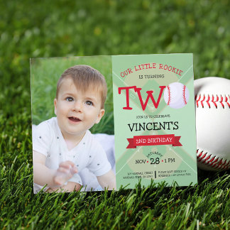 Niedliches Baseball & Ribbon Budget Foto 2. Geburt