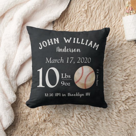 Niedliches Baseball Sports Ball Baby Birth Stats K Kissen (Decke)