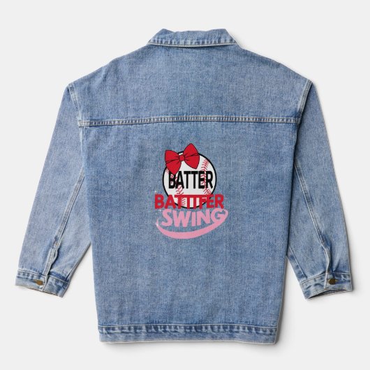 Niedliches Baseballdesign für "Batter Batter Swing Jeansjacke (Rückseite)