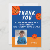 Niedliches Basketball Kindergeburtstag Foto Dankeskarte (Vorderseite)
