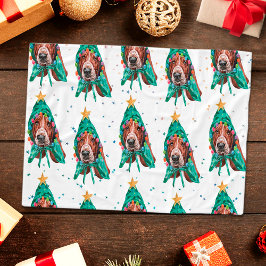 Niedliches Basset Hound Dog Muster Weihnachten Fleecedecke