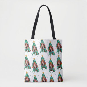 Niedliches Basset Hound Dog Muster Weihnachten Tasche