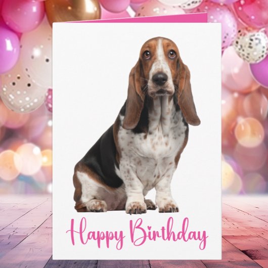 Niedliches Basset Hound Geburtstag Rosa Hunde Mama Karte