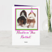 Niedliches Basset Hound on Funny Birthday Card W/B Karte (Rückseite)