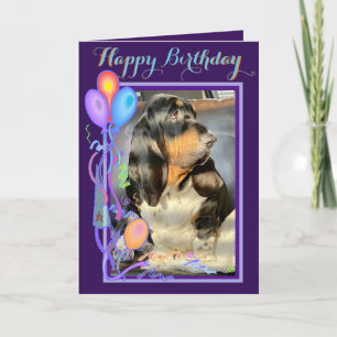 Niedliches Basset Hound on Funny Birthday Card W/B Karte