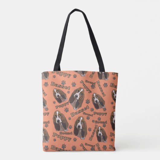 Niedliches Basset Hound Paw-Muster Tasche (Rückseite)