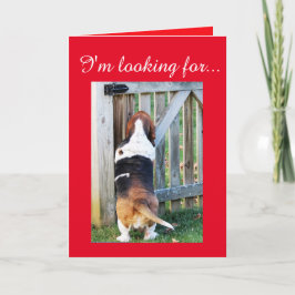 Niedliches Basset Hound Suche nach einem Valentins Feiertagskarte