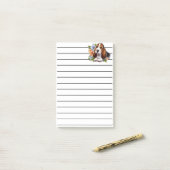 Niedliches Basset Hound Welpe Sitzen mit Blume Post-it Klebezettel (Auf Schreibtisch)