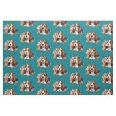 Niedliches Basset Hound Welpe Sitzen mit Blume Stoff (Fat Quarter (45,7 x 55,9 cm))