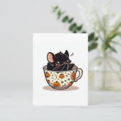 Niedliches Bat im Halloween-Teacup Postkarte (Stehend Vorderseite)