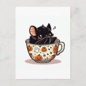 Niedliches Bat im Halloween-Teacup Postkarte (Vorderseite)