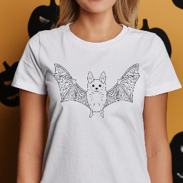 Niedliches Bat Minimallinie Art Halloween T-Shirt