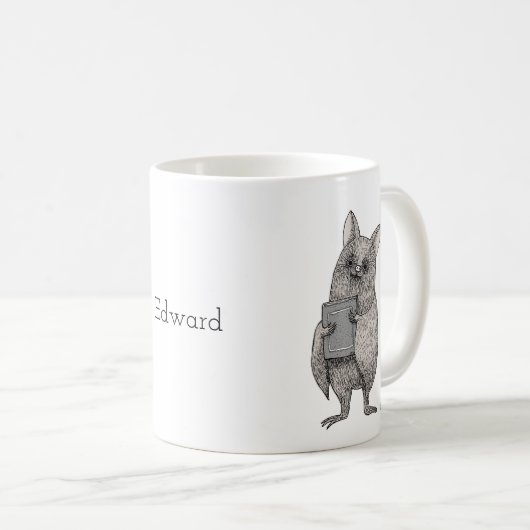 Niedliches Bat mit Book Macabre Art Individuelle N Kaffeetasse (VorderseiteRechts)