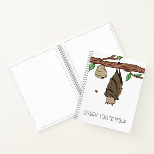 Niedliches Bat Sleeping Kids Art Sketch Notizblock (Innenseite)