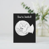 Niedliches Bat und Vollmond Halloween Postkarte (Stehend Vorderseite)
