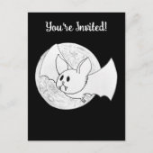 Niedliches Bat und Vollmond Halloween Postkarte (Vorderseite)